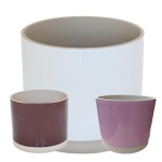 Vaso ceramica d.30-h.24,5 rosa -bordeaux-bianco